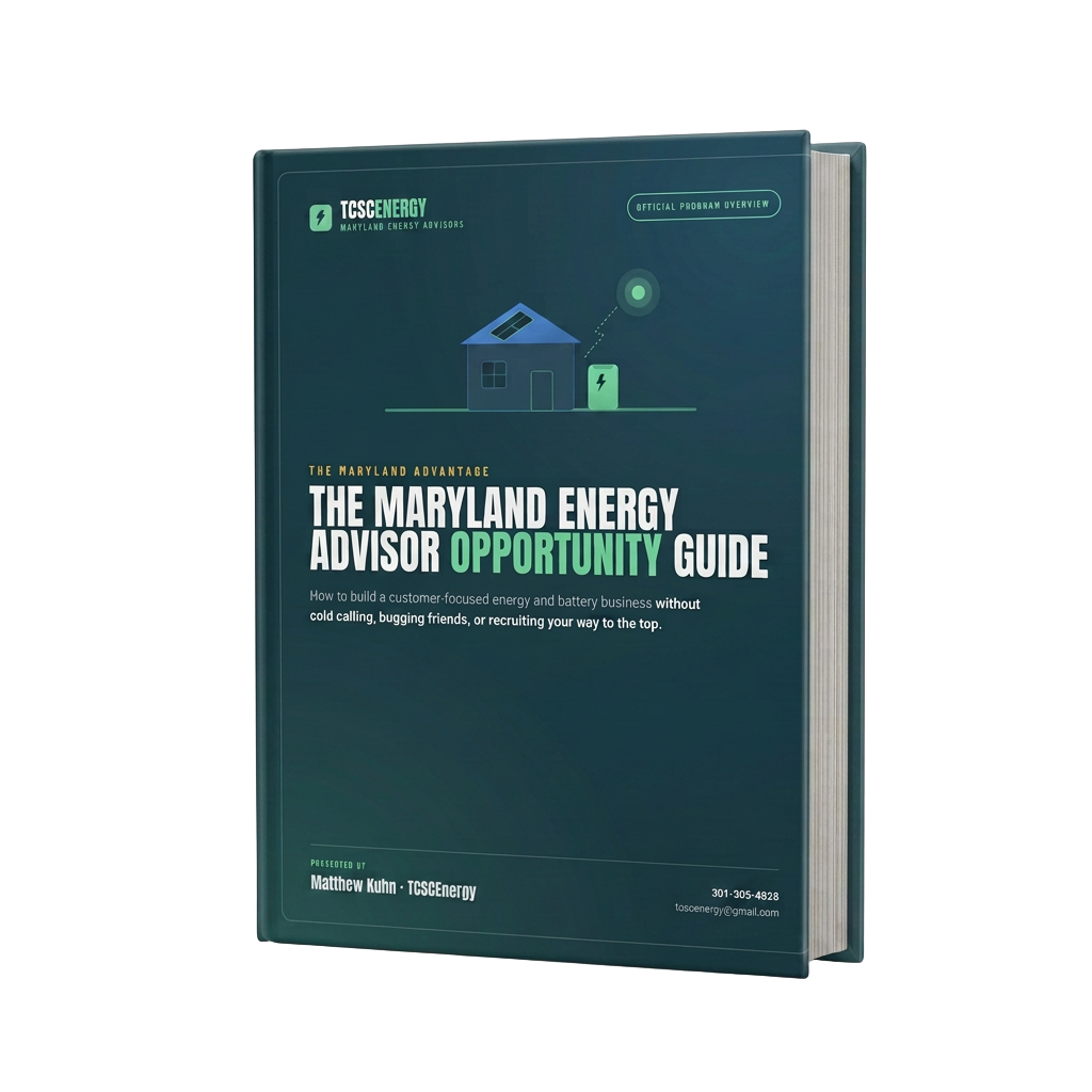 3D mockup of The Maryland Energy Advisor Opportunity Guide book cover